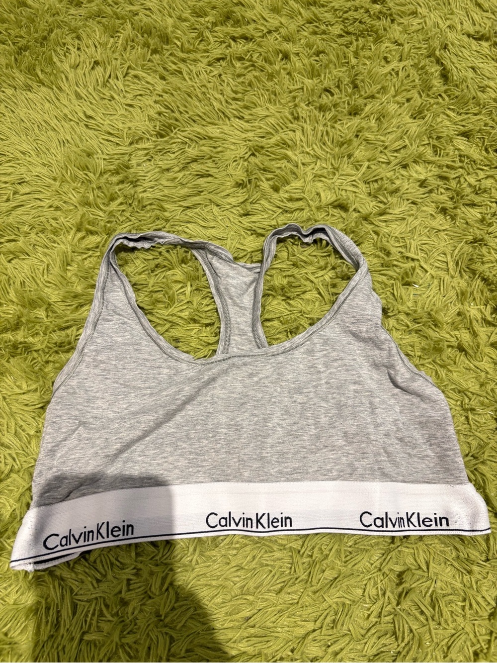 Calvin Klein Light Gray Racerback Bralette with Branded Band - Picture 1 of 3